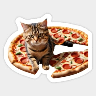 Food Lover Foodie Pizza Funny Kitten Cat Sticker